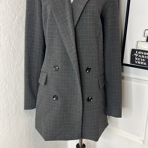NWOT Rachel Zoe Gray Plaid Open Front Coat Size M - Picture 4 of 8